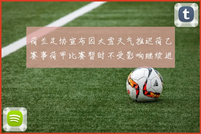 荷兰足协宣布因大雪天气推迟荷乙赛事荷甲比赛暂时不受影响继续进行